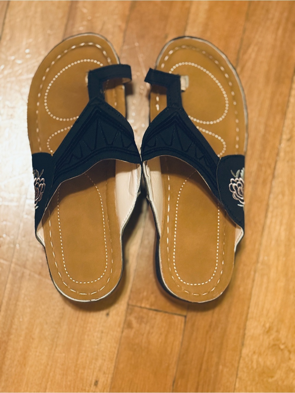 Woman’s Navy Blue Embroidered Sandals
